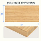 Flexispot Whole Piece Bamboo 55'X28' Desktop Height Adjustable Desk Rectangular Tabletop