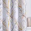 FMFUNCTEX 100% Blackout Curtains Yellow White Tree Liner Curtains for Bedroom, Branch Partterned Curtains 63 inch Length for Liv