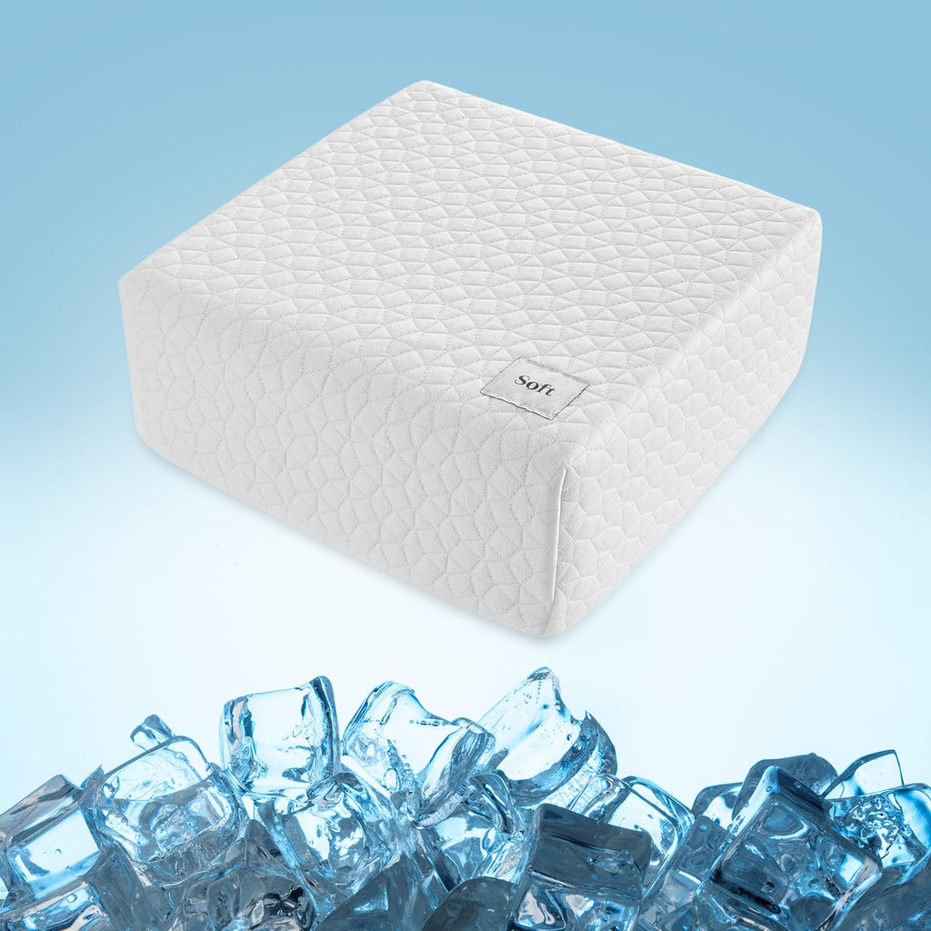 HARBOREST Cooling Cube Pillow for Side Sleepers, Memory Foam with Adjustable Firmness, White-ice, 12"x12"x5"