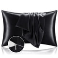 Bedelite Satin Pillowcase With Zipper, Black King Size Pillow Cases Set Of 2, Super Soft And Cooling Similar To Silk Pillow Case