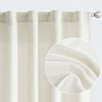 jinchan Ivory Curtains for Living Room Bedroom Linen Textured Curtains 90 Inches Long Farmhouse Country Curtains Casual Weave Ba