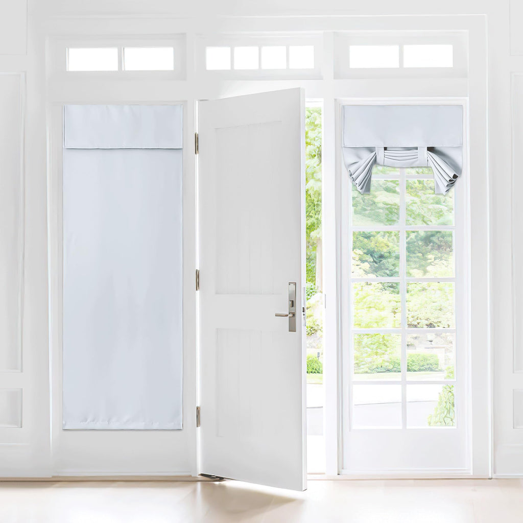 Nicetown Door Curtains 72 Inch Length For French Front Door, Room Darkening Thermal Insulated Curtains For Living Room Kitchen Window Covering Sidelight Tie Up Shade, 30' Wide, 1 Panel, Greyish White