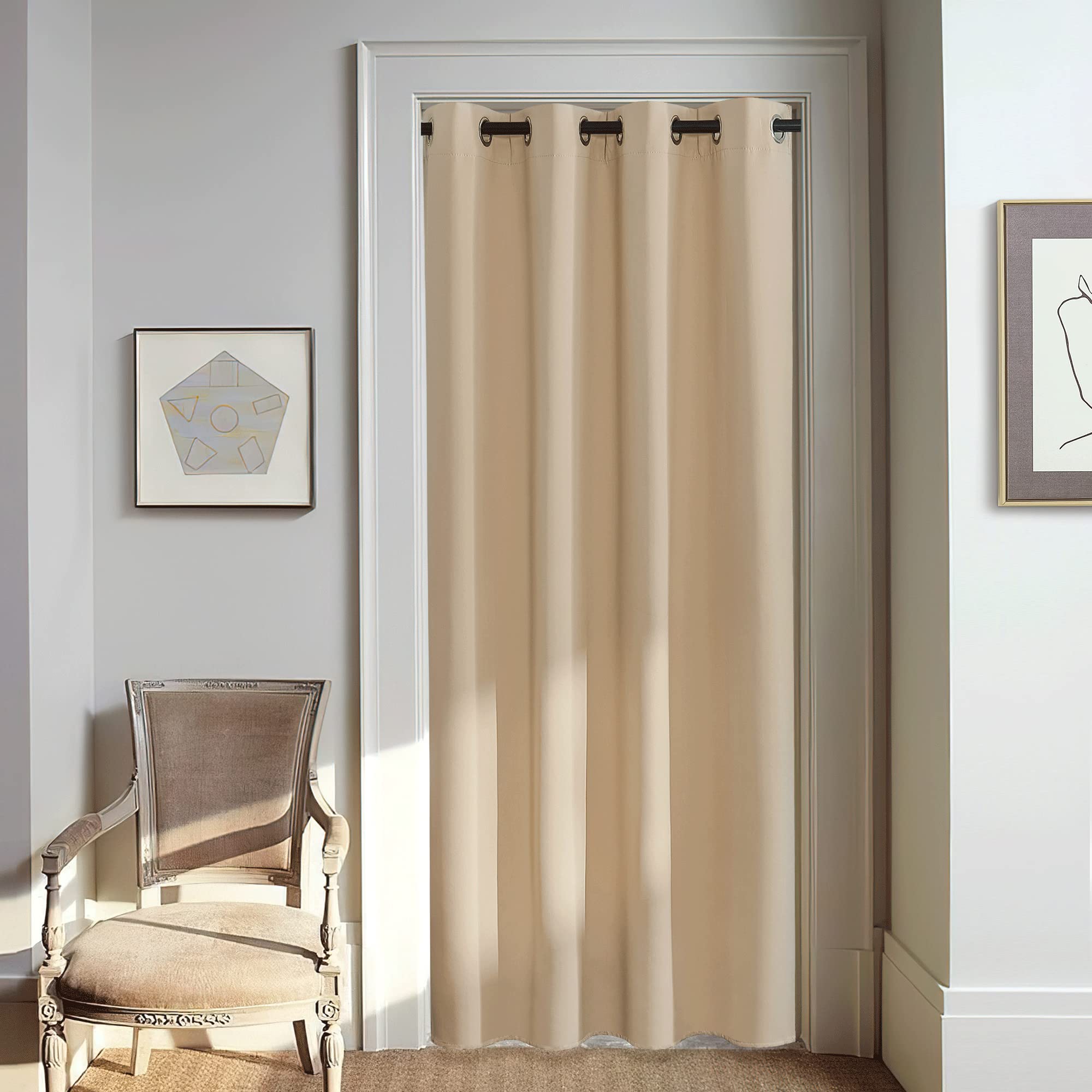 NICETOWN 80 inch Curtain Privacy for Doorway - Thermal Insulated Grommet Window Treatments Room Darkening Sound Reducing for Bed