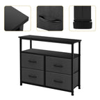 Azl1 Life Concept Dresser With Shelves-Storage Chest For Bedroom, Living Room, Hallway, Closet Organizer With Sturdy Steel Frame, Wooden, Removable Fabric, 4-Drawers With Shelf, Dark Grey