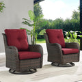 Hummuh Outdoor Swivel Rocker Pe Wicker Patio Chairs Set Of 2, Rattan Rocking Chair Furniture Set