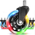Lifelong Gaming Chair Wheels Replacement RGB Rubber Office Chair Casters for Carpet and Hardwood Floors, Set of 5, Heavy Duty Ca