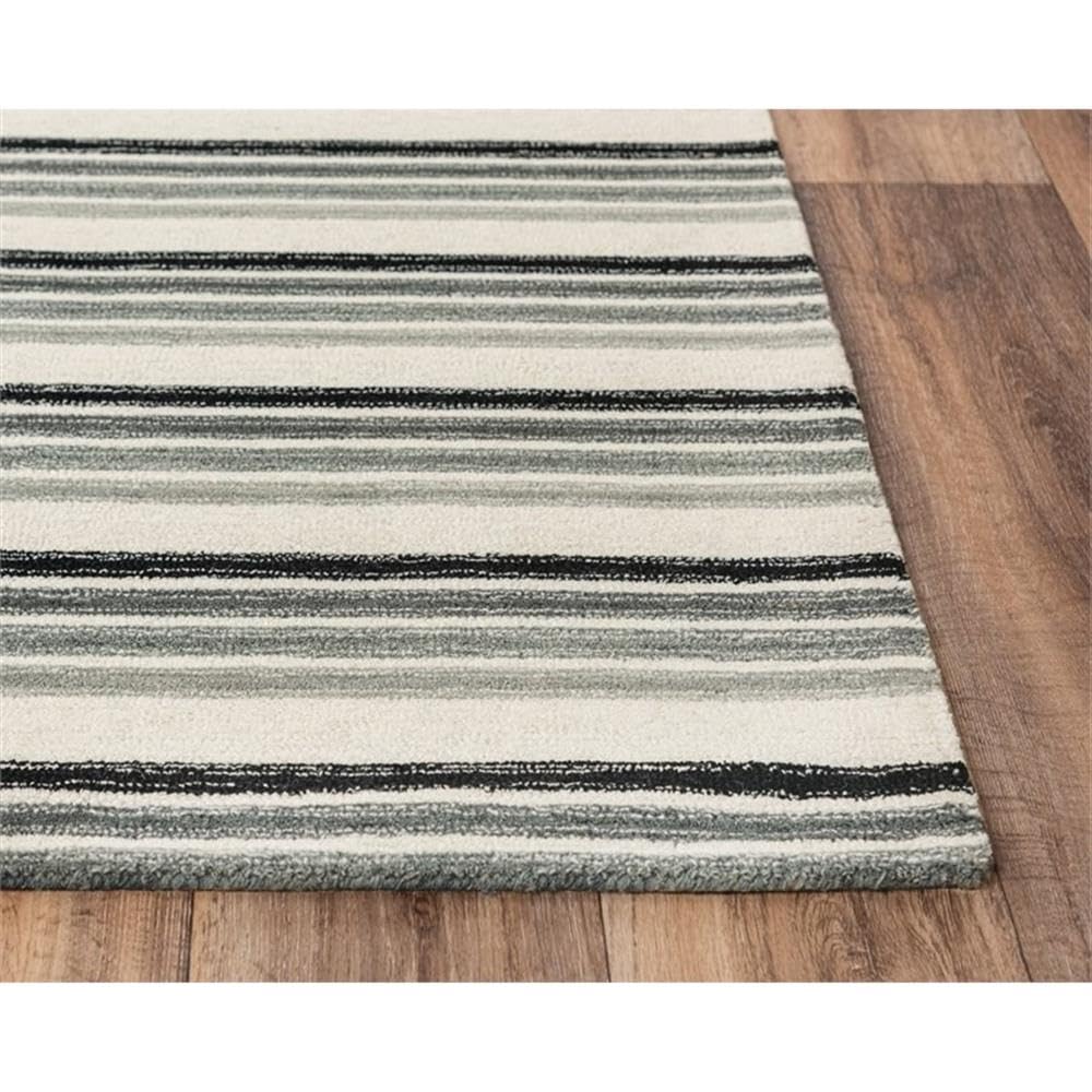 Alora Decor Rivera 7'9" X 9'9" Stripe Gray/Ivory/Charcoal Hand-Tufted Area Rug