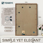 Tenibyc 24X36 Poster Frame Set Of 3 - Brown Walnut, Natural Solid Wood Picture Frame, Wall Hanging