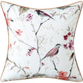 Vogol 18 Inches Square Throw Pillow Cover, Farmhouse Style Bird Pattern Decorative Throw Pillowcase, Linen Textured Cushion Cove