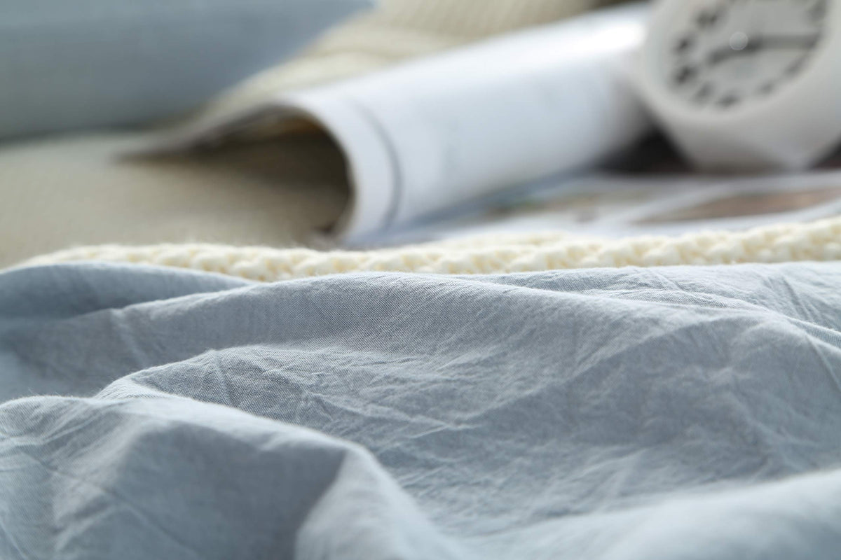 F.Y.Dreams 100% Washed Cotton Duvet Cover For Weighted Blanket 60X80 Inches With 8 Ties, Zipper On Long Side/Light Blue/Just Duv