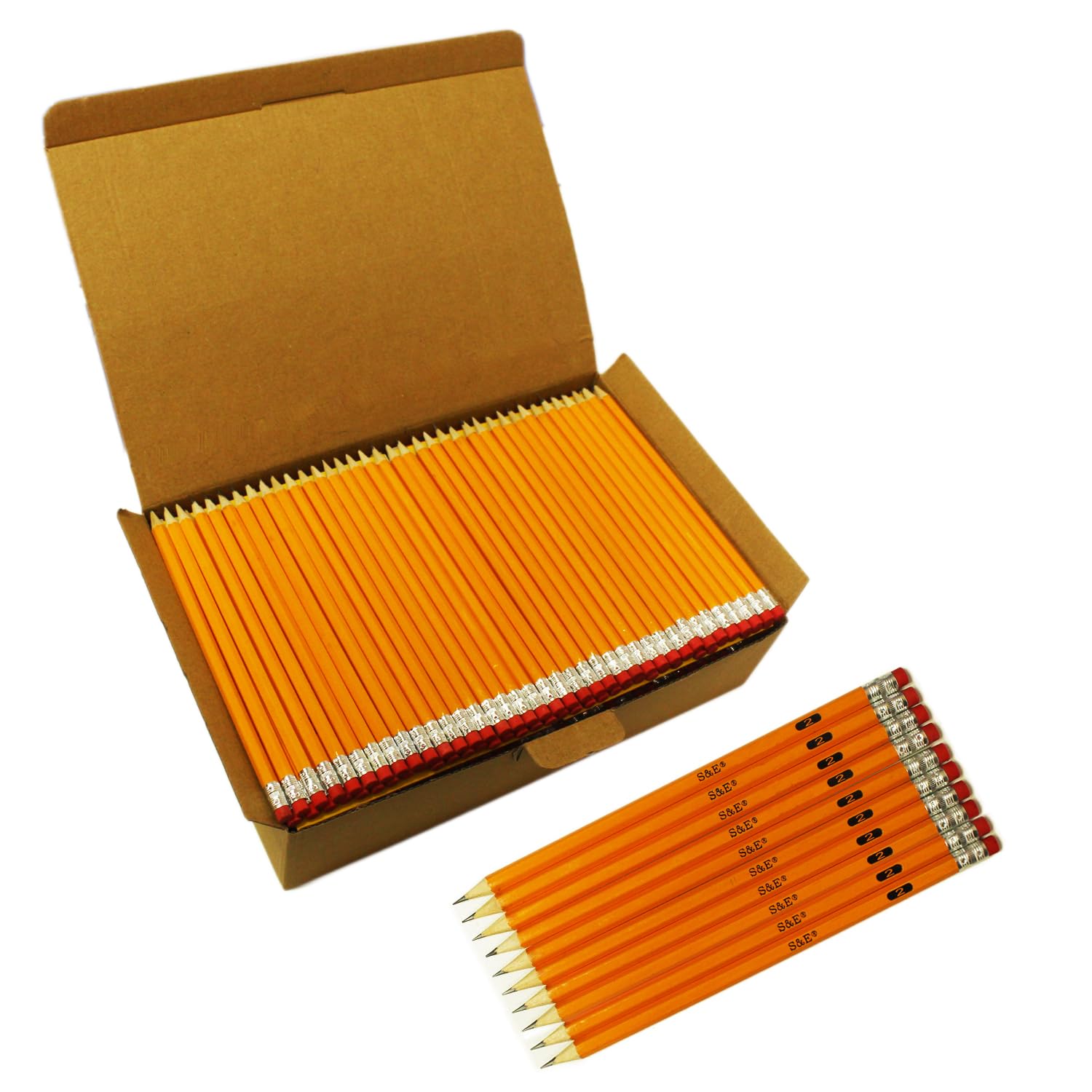 S & E Teacher 'S Edition Woodcased #2 Pencils, Pre-Sharpened, Hb Lead Bulk Box, Pencils No. 2, Yellow, 1000 Count