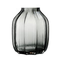 Black Grey Glass Vase for Flowers,Dark Grey Bud Tall Glass Vases,H-8.0 Simple Striped Design for Home Floor Decor,Farmhouse Deco