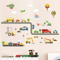 decalmile Construction Transportation Wall Decals Car Truck Plane Boys Wall Stickers Kids Bedroom Baby Nursery Playroom Wall Dec