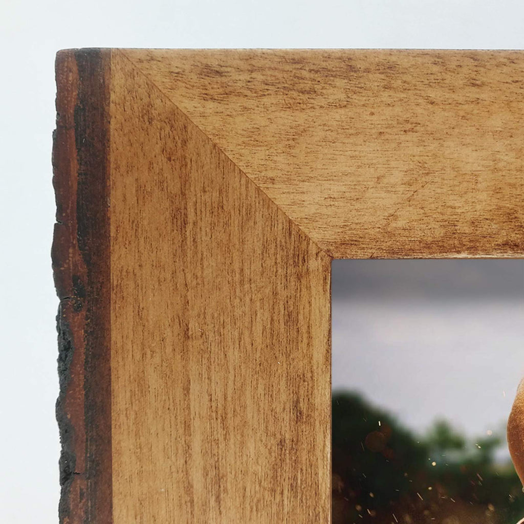Ikeree 8X8 Picture Frames With Bark Edges, Rustic Wood Photo Frame For Tabletop Or Wall Display, Natural Brown
