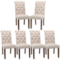 COLAMY Button Tufted Dining Chairs Set of 6, Accent Parsons Diner Chair Upholstered Fabric Dining Room Chairs Stylish Kitchen Ch