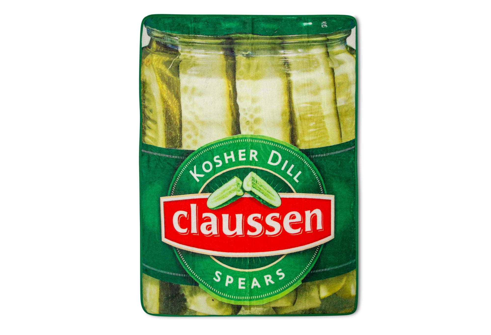 Claussen Kosher Dill Pickles Plush Throw Blanket | Cozy Sherpa Wrap Covering for Sofa, Bed | Super Soft Lightweight Fleece Blank