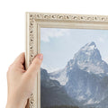 ArtToFrames 5x7 Inch White Picture Frame, This 1.25 Custom Wood Poster Frame is Old White Wash with Bead, for Your Art or Photos