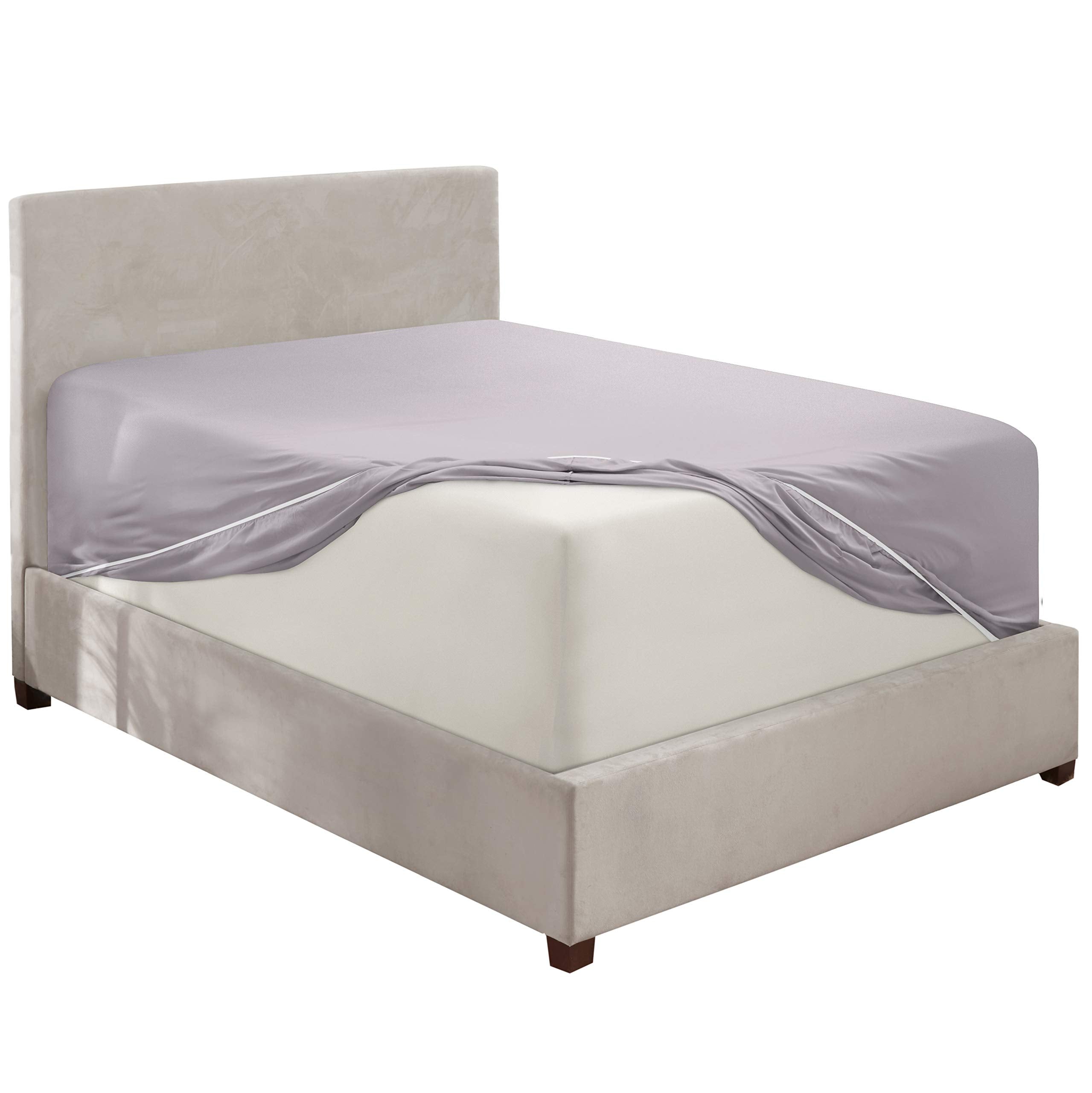 Nestl Grey Lavender Twin Xl Fitted Sheet Only, Extra Deep Pocket Fitted Bed Sheet, 1800 Microfiber Xl Twin Fitted Sheet, Ultra Soft Fitted Sheet Twin Xl Fits Up To 24 Inch Mattress