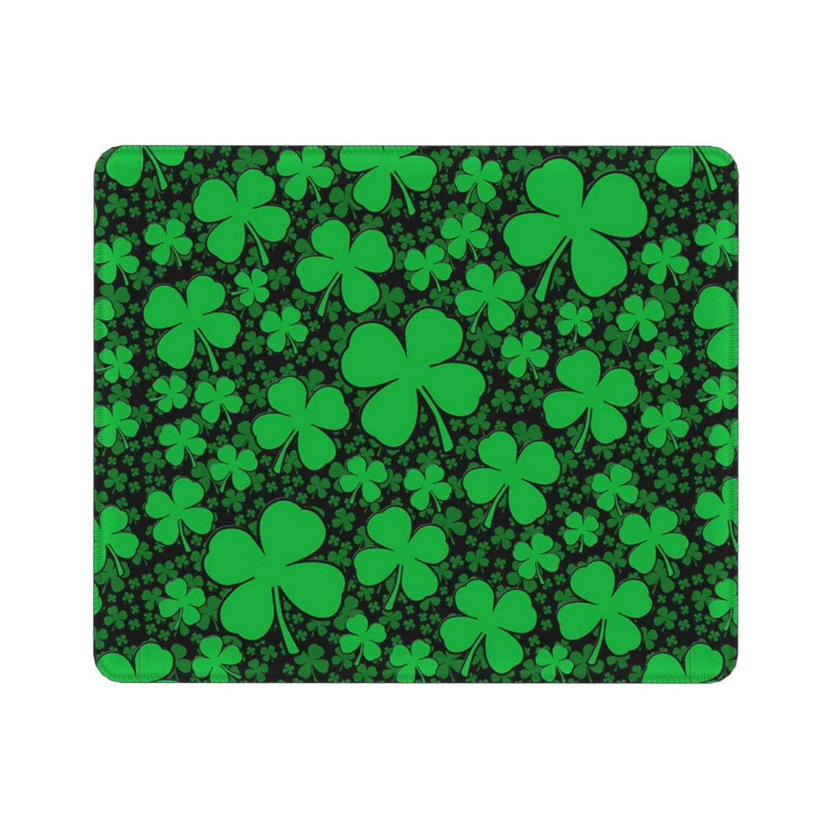 St. Patrick'S Day Mouse Pad,Lucky Clover Pattern With Irregular Continuous Shamrocks, Rectangle Non-Slip Rubber Mousepad, One Si