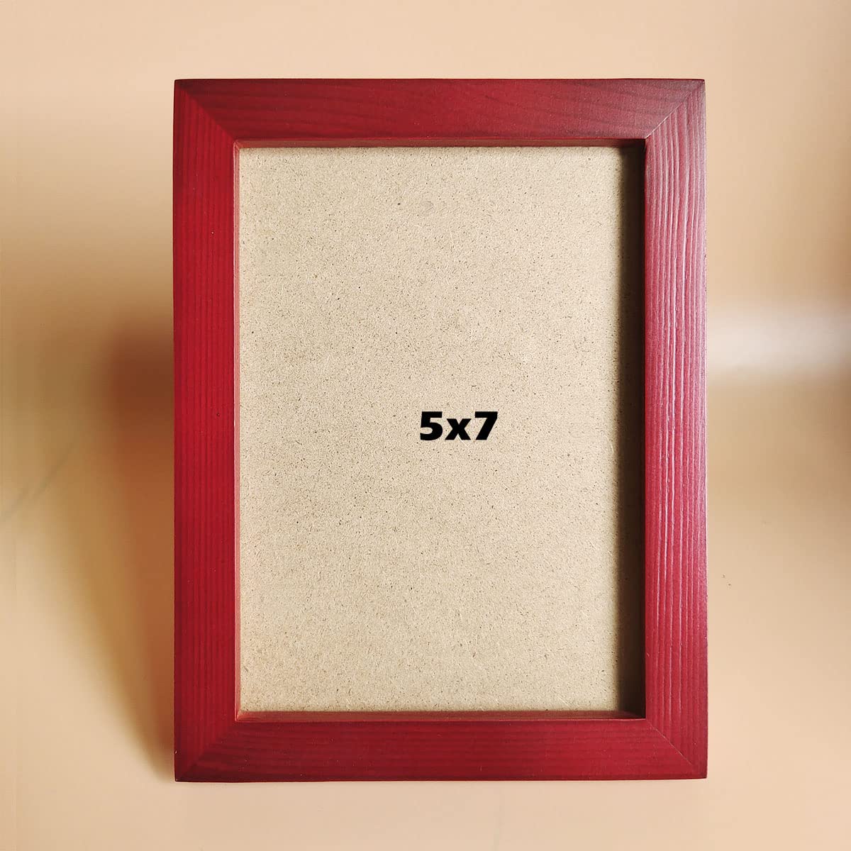 KELE MODEL 5x7 Picture Frames RED Solid Wood Frame, Plastic Panel (Film Needs to be Removed) Table or Wall.Front Window Opening 