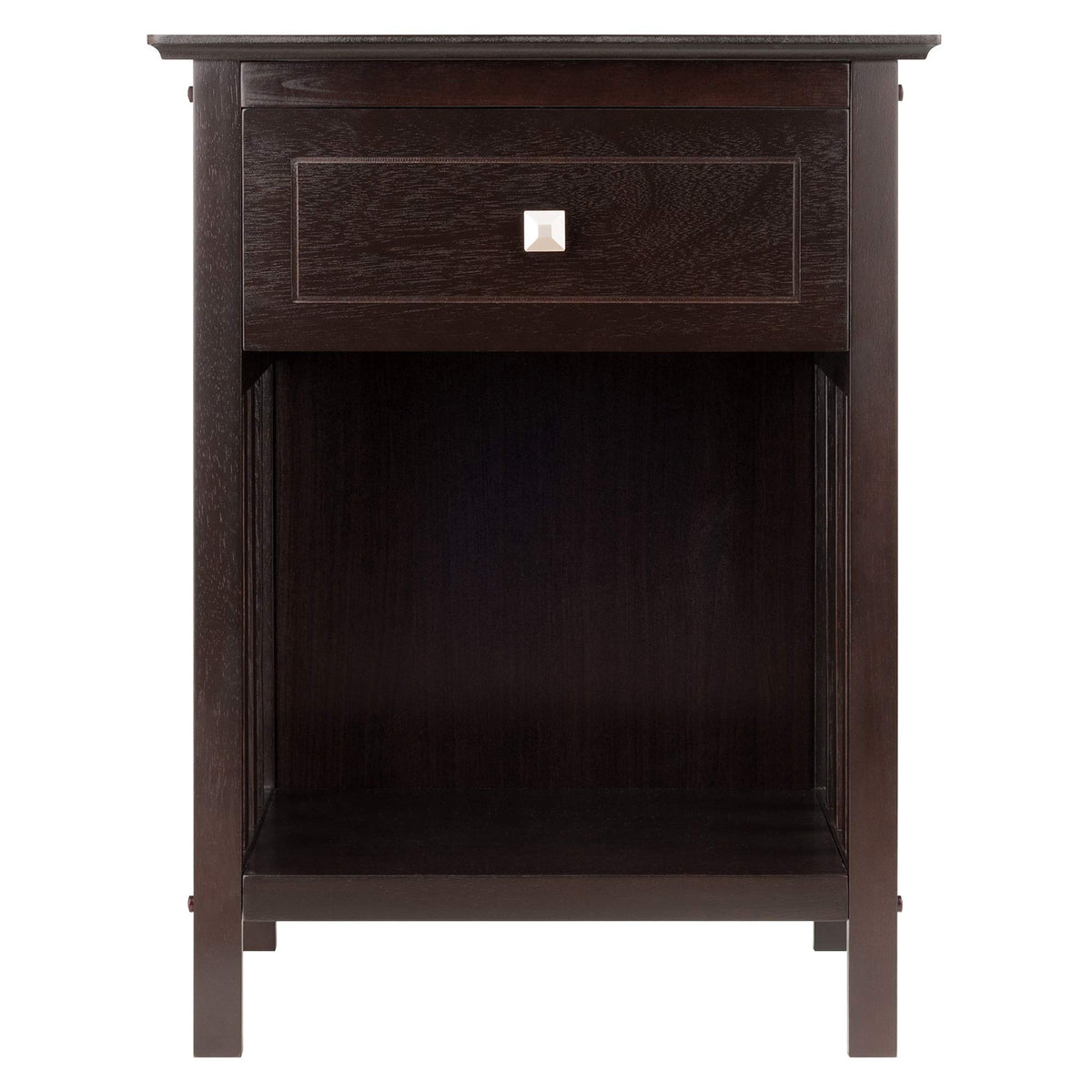 Ergode Claire Curved Nightstand - White | Versatile Bedroom Accent Table | Pull-Out Drawer & Bottom Shelf | (23117-VV)