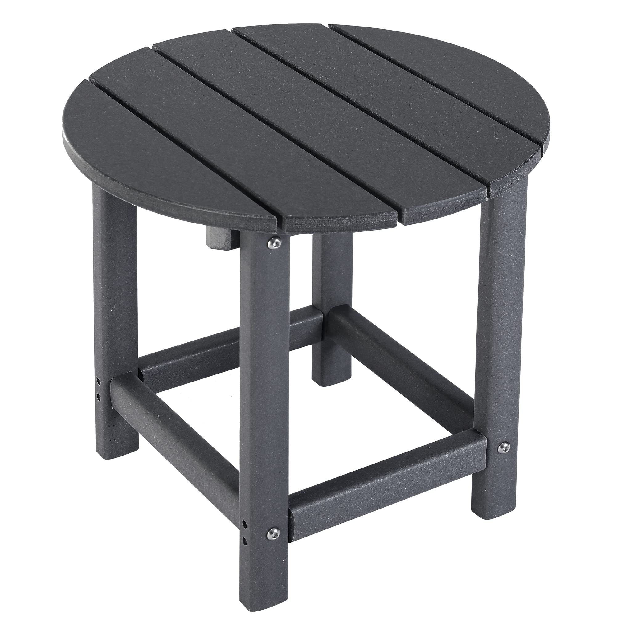 Lzrs Round Adirondack Side Table End Table, Outdoor Side Tables For Patio, Backyard,Pool, Indoor Companion, Easy Maintenance & Weather Resistant(Grey)
