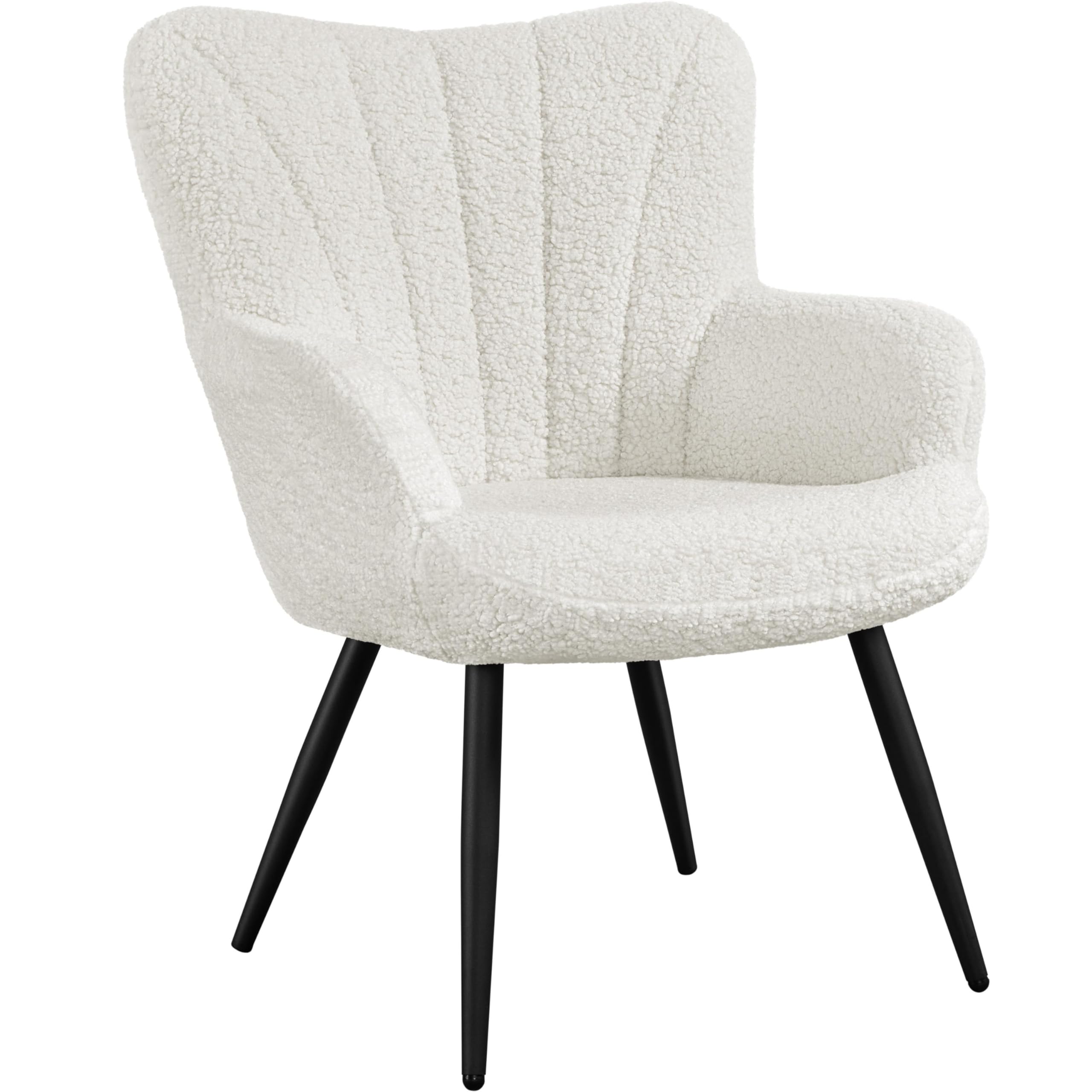 Yaheetech Boucle Accent Chair, Modern Fuzzy Sherpa Armchair, Fuzzy Sherpa Armchair, Upholstered Vanity Chair with High Back and 