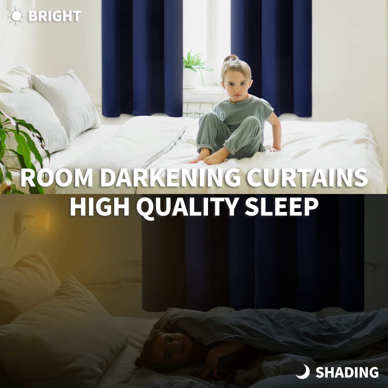 Bgment Blackout Curtains For Bedroom - Grommet Thermal Insulated Room Darkening Curtains For Living Room, Set Of 2 Panels (42 X