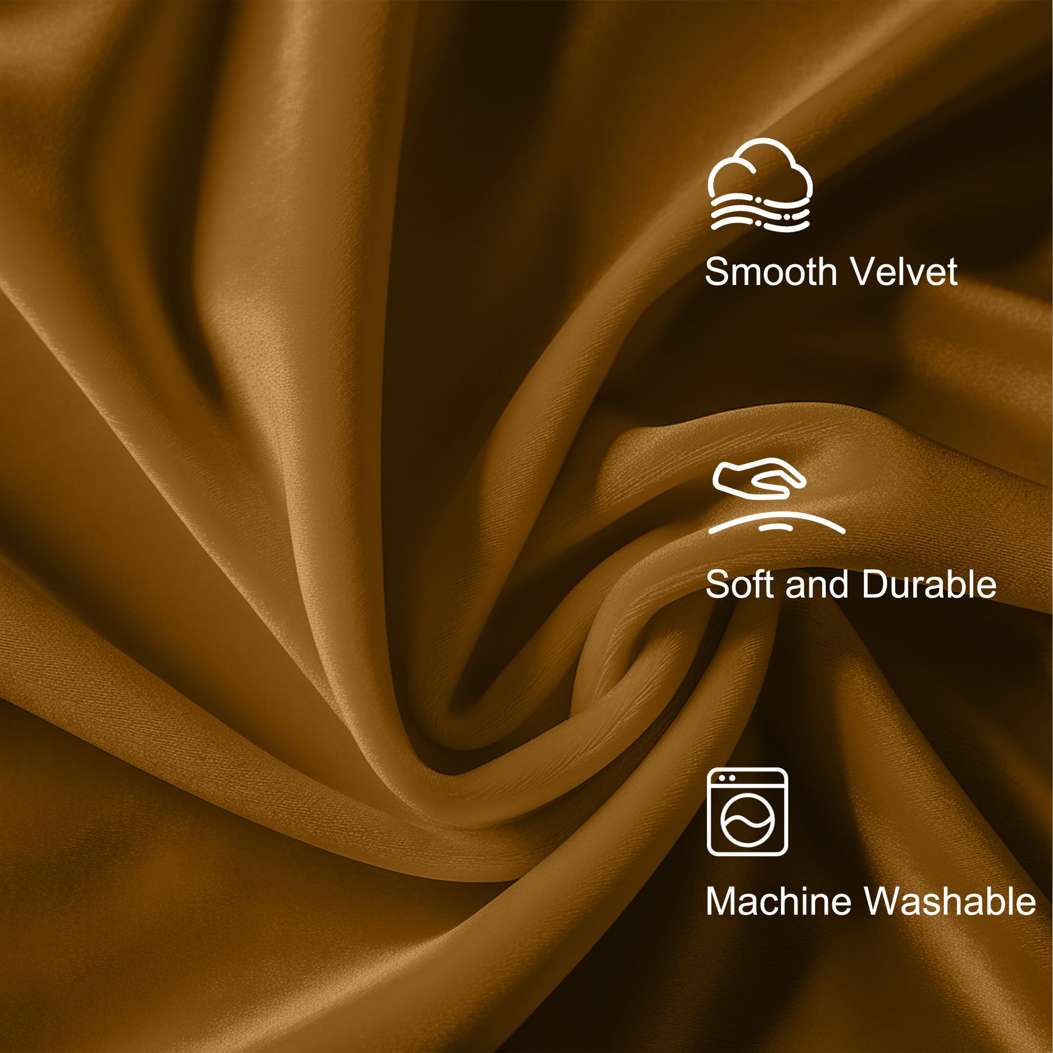 Lazzzy Velvet Curtains Golden Brown Room Darkening Thermal Insulated Curtains 72 Inch Length Drapes For Bedroom Living Rod Pocke