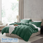 Nestl Dark Green Duvet Cover Queen Size - Soft Prewashed Queen Duvet Cover Set, 3 Piece, With Zipper Closure, 1 Duvet Cover 90X90 Inches And 2 Pillow Shams - No Comforter