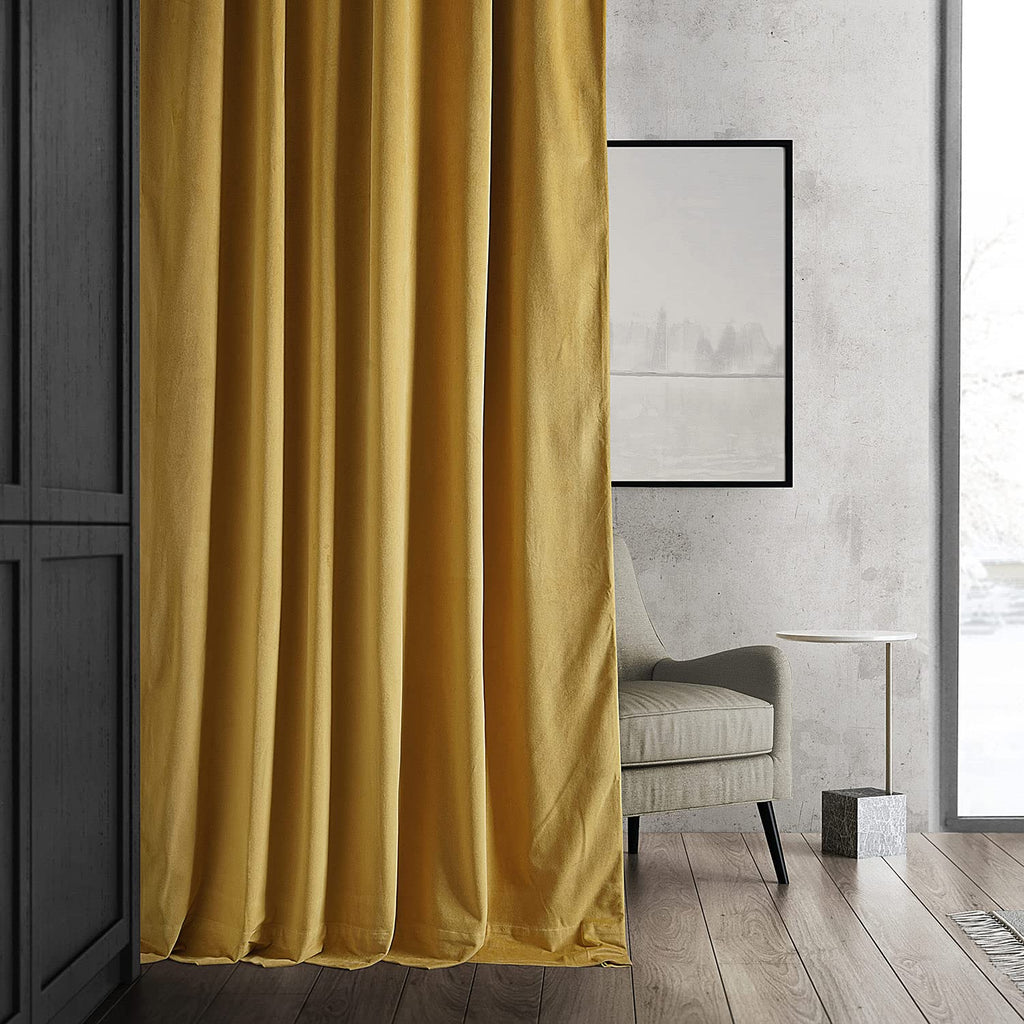 Hpd Half Price Drapes Signature Velvet Thermal Blackout Curtains For Living Room 96 Inch Long (1 Panel) Rod Pocket Insulated Blackout Curtains For Bedroom Window Curtains, 50W X 96L, Fool'S Gold