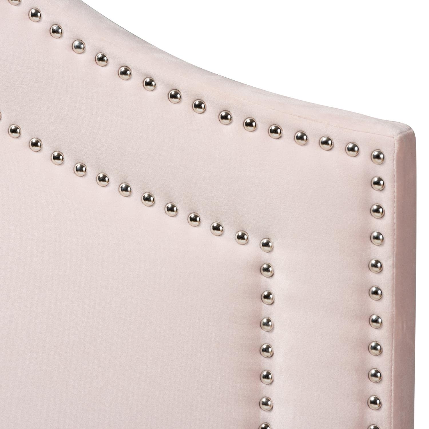 Baxton Studio Avignon Modern and Contemporary Light Pink Velvet Fabric Upholstered Queen Size Headboard