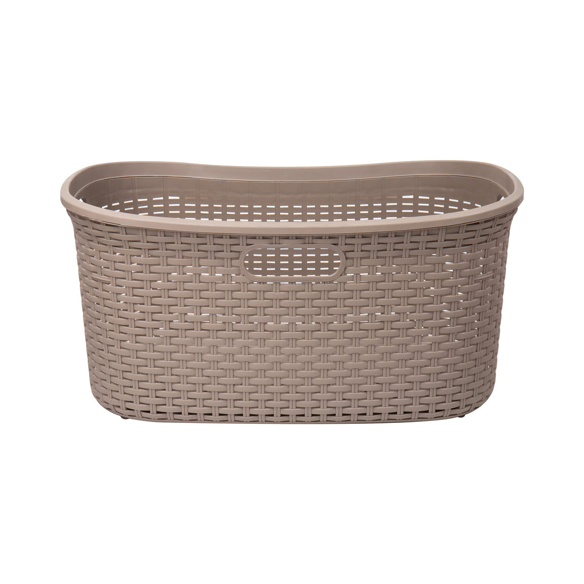 Mind Reader 40L Laundry Basket, Clothes Hamper, Wicker Design, Plastic, 23''L X 14.5''W X 11''H, Set Of 2, Tan
