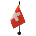 Switzerland Table Flag 4' X 6' - Swiss Desk Flag 15 X 10 Cm - Black Plastic Stick And Base - Az Flag