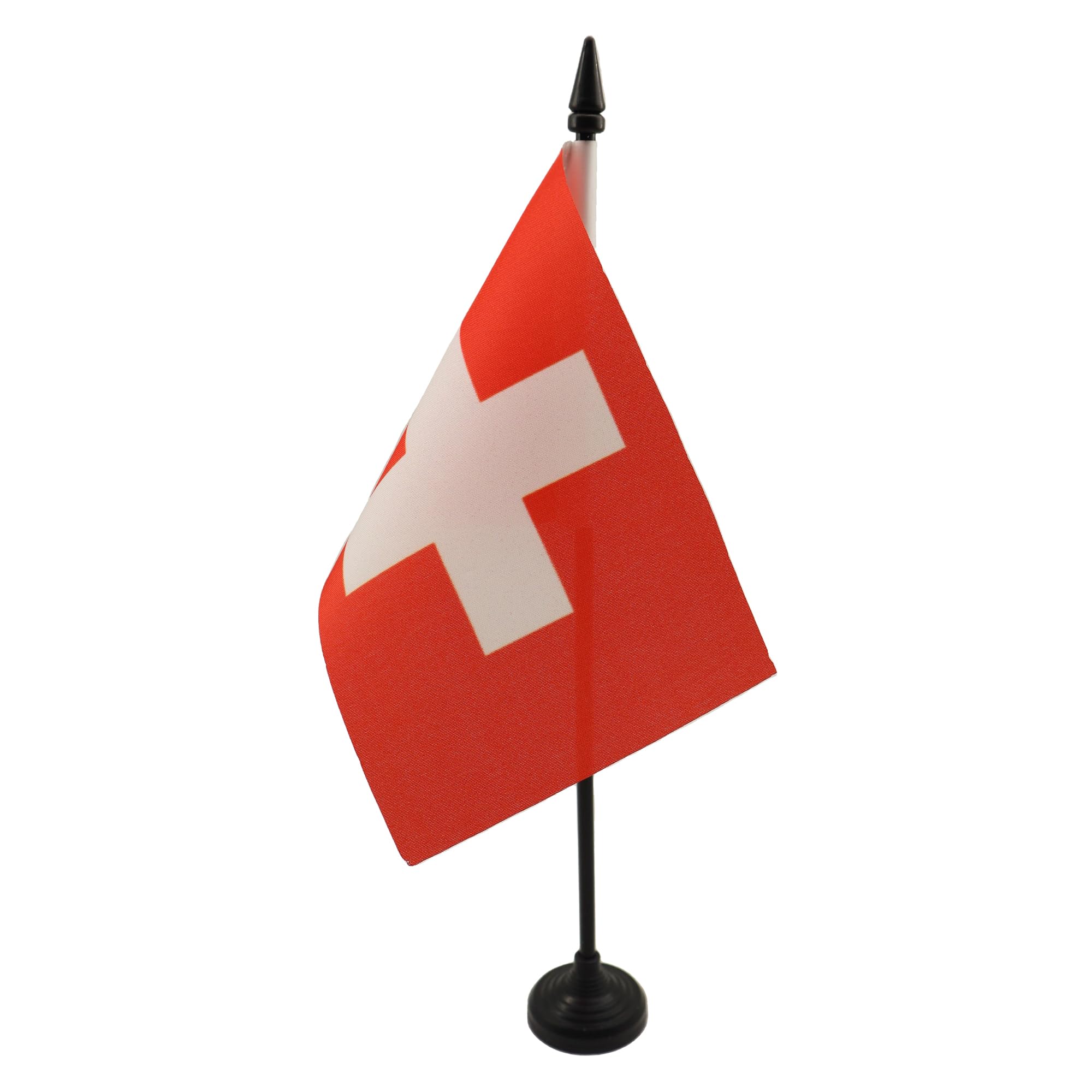 Switzerland Table Flag 4' X 6' - Swiss Desk Flag 15 X 10 Cm - Black Plastic Stick And Base - Az Flag