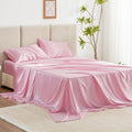 Love'S Cabin Twin Xl Satin Sheet Sets - 3 Piece Pink Silky Satin Bed Sheets With Deep Pockets, Luxury Silk Feel Satin Sheet Set Twin Xl (1 Flat Sheet,1 Fitted Sheet,1 Pillow Case)