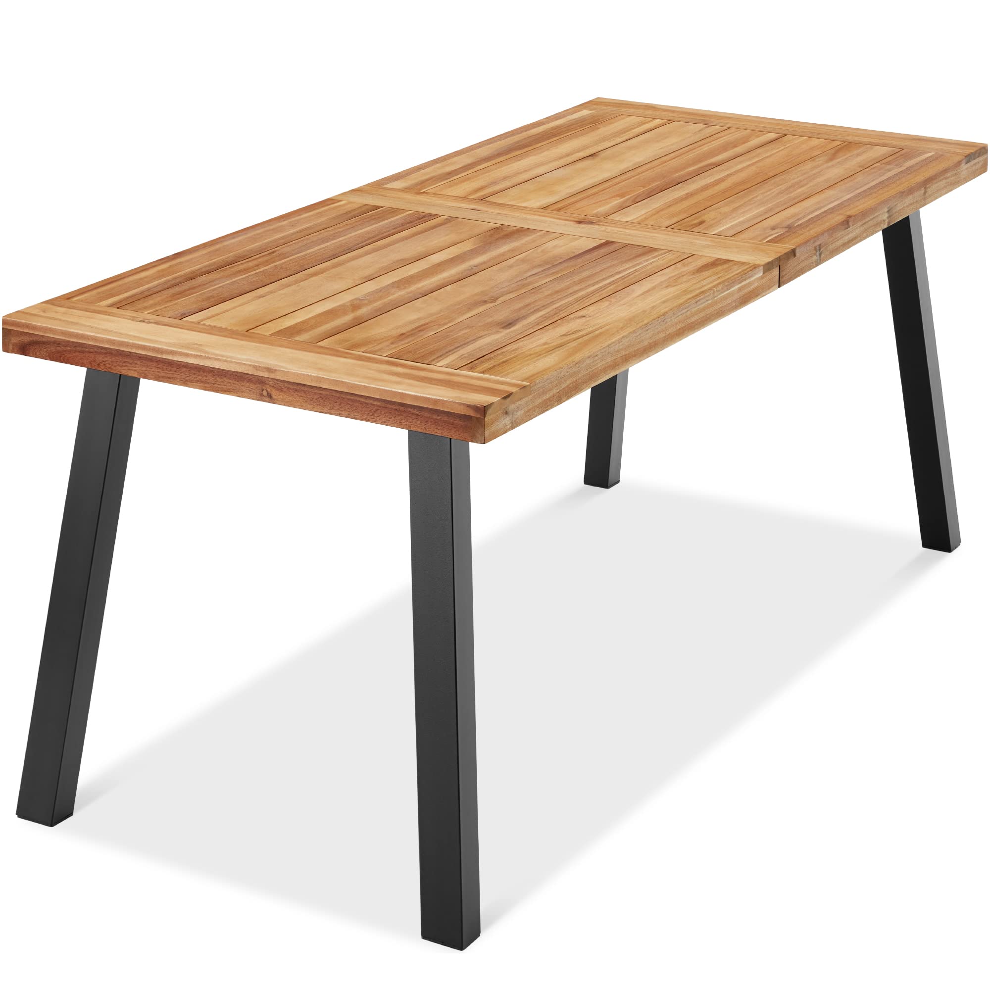 Best Choice Products 6-Person Indoor Outdoor Acacia Wood Dining Table, Picnic Table W/Powder-Coated Steel, 350 Pound Capacity Legs - Natural