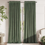 Lazzzy Sage Green Velvet Curtains Thermal Insulated Curtains 120 Inch Long Room Darkening Window Drapes For Bedroom Living Room Luxury Window Treatment 2 Panels, W62 X L120