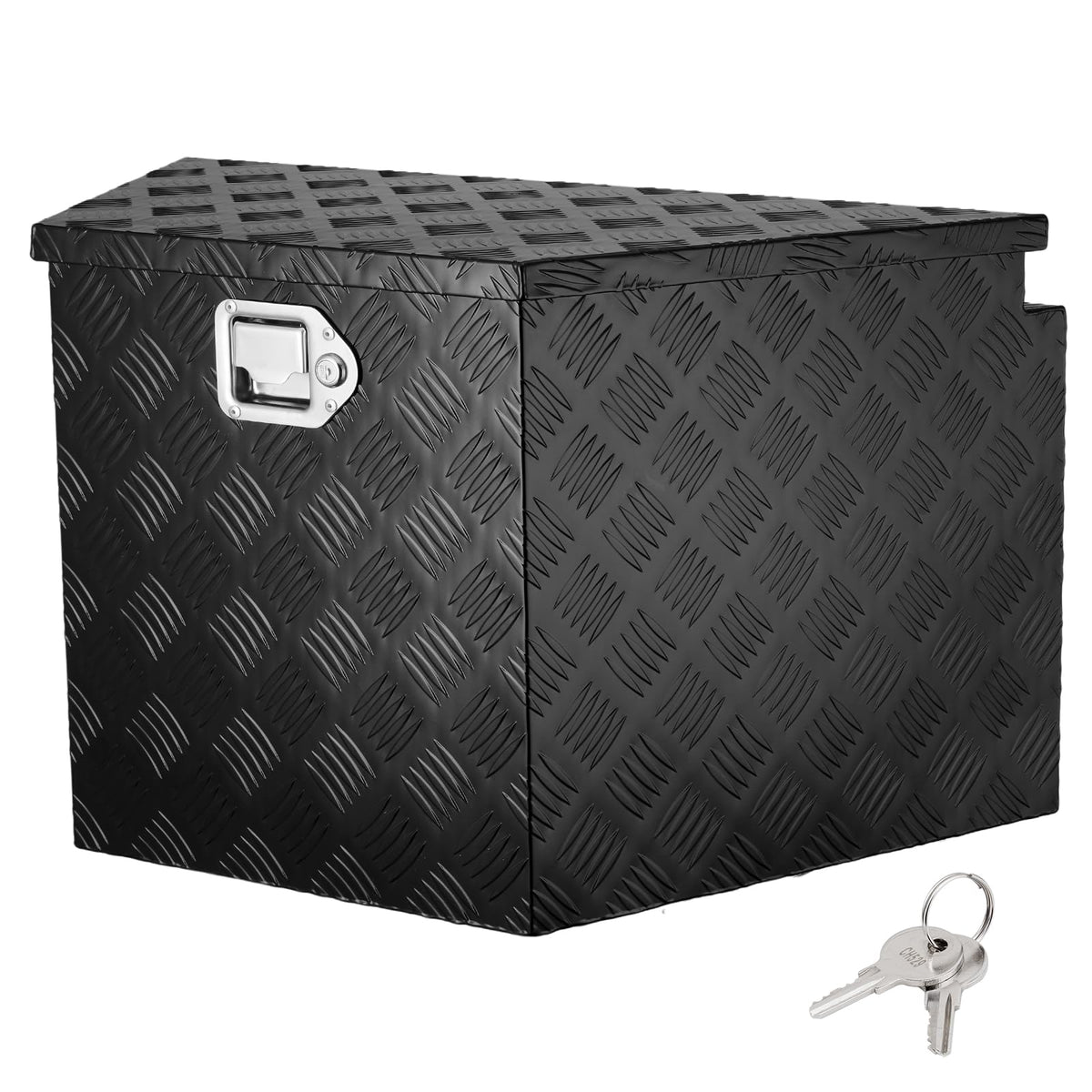 VEVOR Trailer Tongue Box, Aluminum Alloy Diamond Plate Tongue Box Tool Chest, Heavy Duty Trailer Box Storage with Lock and Keys,