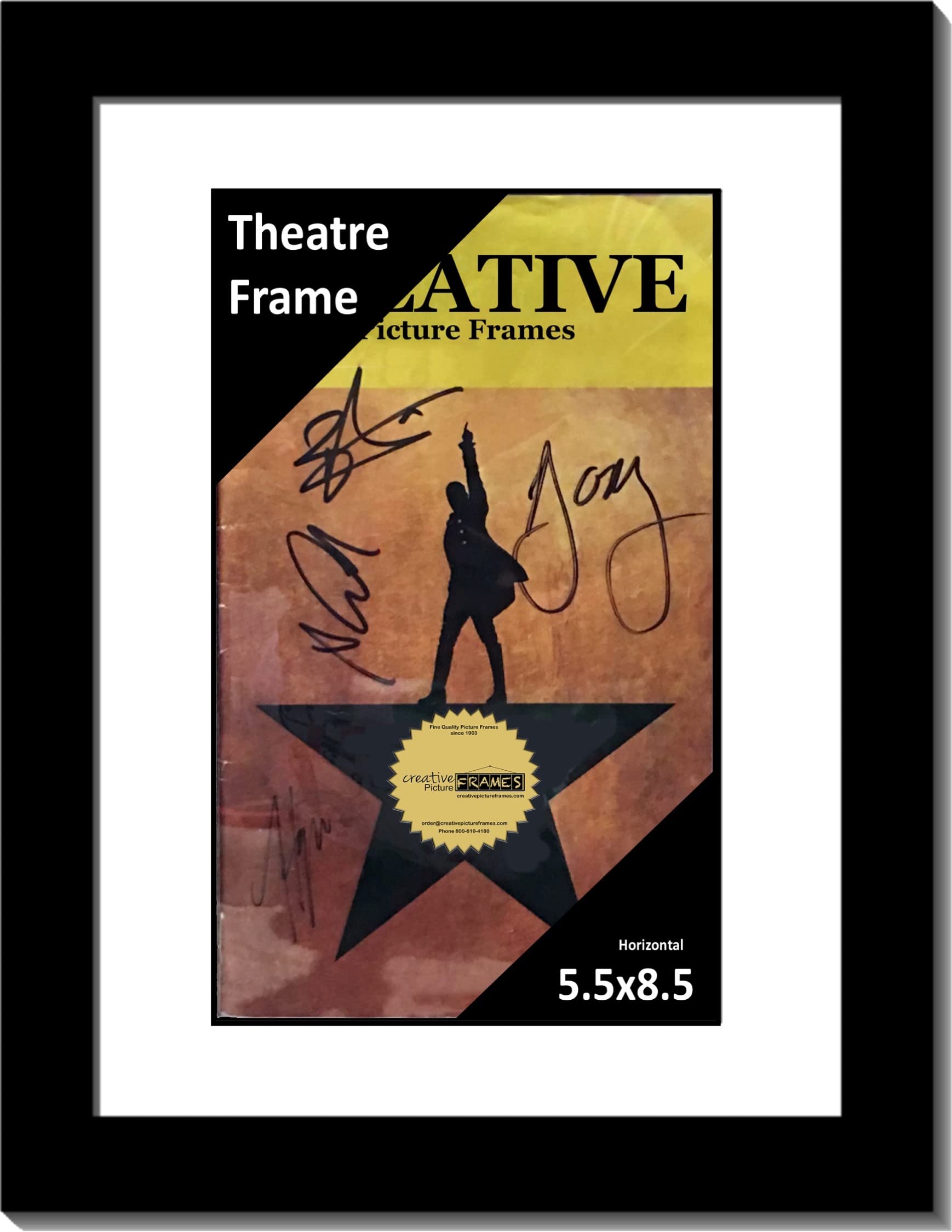 Creative Picture Frames [8.5x11bk-w Black Theatre Frame with White Matting, Holds 5.5x8.5-inch Media with Installed Hanger and S
