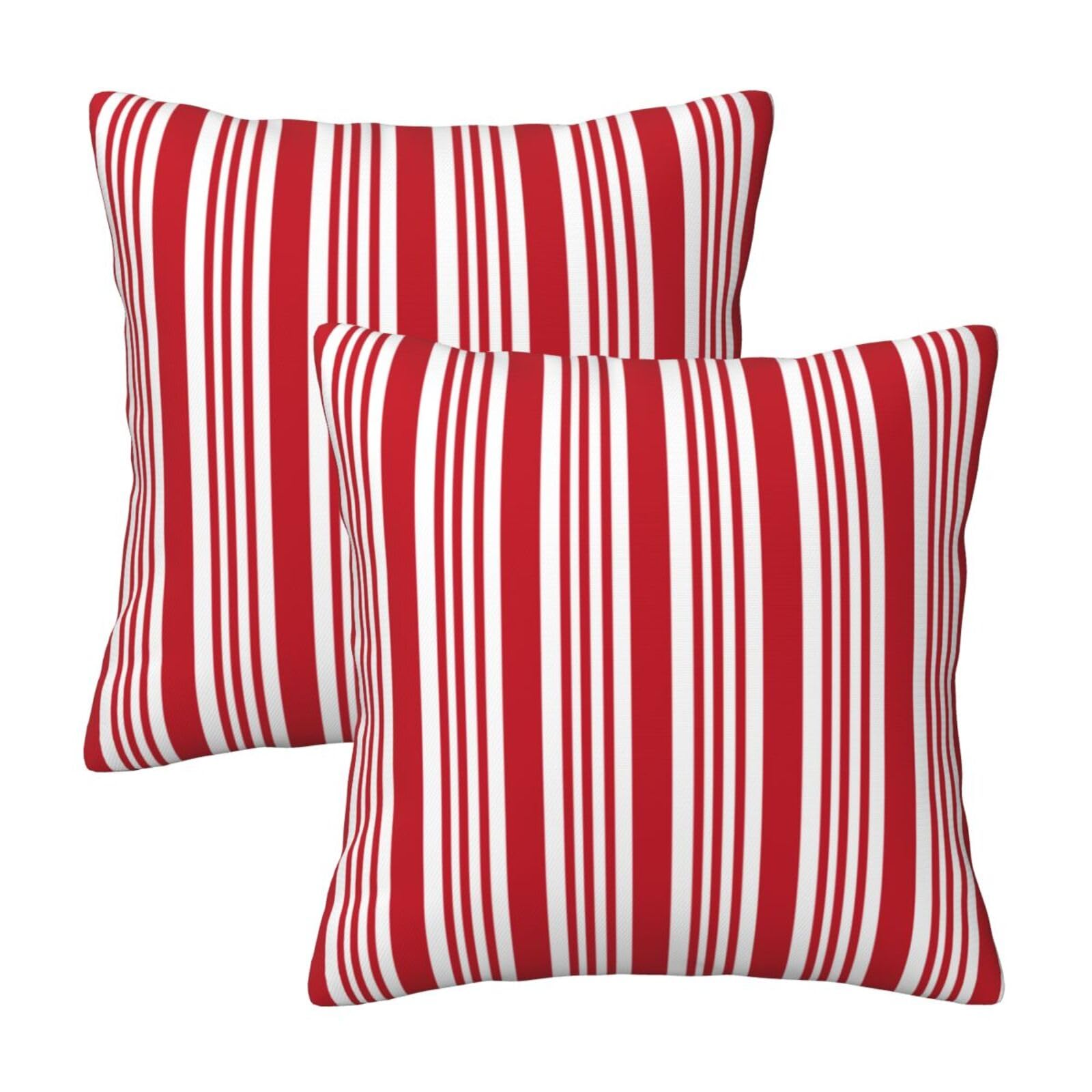 Red and White Striped Pillow Covers 18x18 in Couch Pillow Case Sets of 2 Modern Decorative Square Throw Pillows for Home Living 