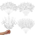 Giegxin 90 Pcs 3 Kinds Mixed Eucalyptus Leaves Stems Bulk Artificial Silver Dollar Eucalyptus Leaves Picks Dried Eucalyptus Bund