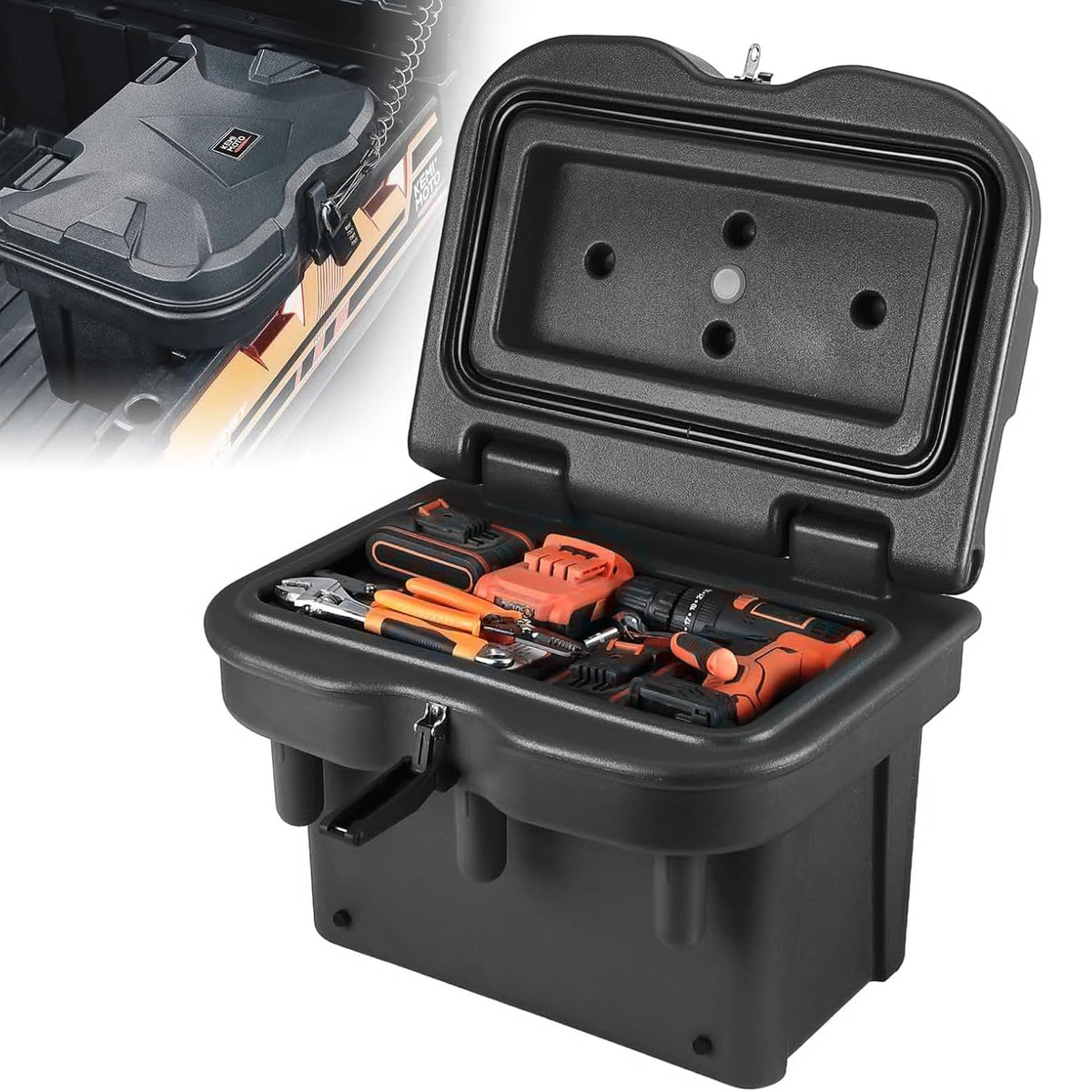 Kemimoto Utv Bed Storage Box 5.5Gal Compatible With Polaris Ranger 1000/Xp 900 570 500 General 1000 4 2016 2017 2018 2019 2020 2
