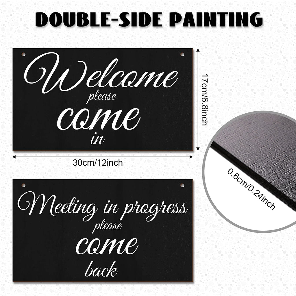 Meeting In Progress Wood Sign Do Not Disturb Wood Sign Plaque Reversible Wood Sign For Home Office Meeting Door, Home Study Door