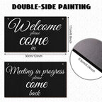 Meeting In Progress Wood Sign Do Not Disturb Wood Sign Plaque Reversible Wood Sign For Home Office Meeting Door, Home Study Door
