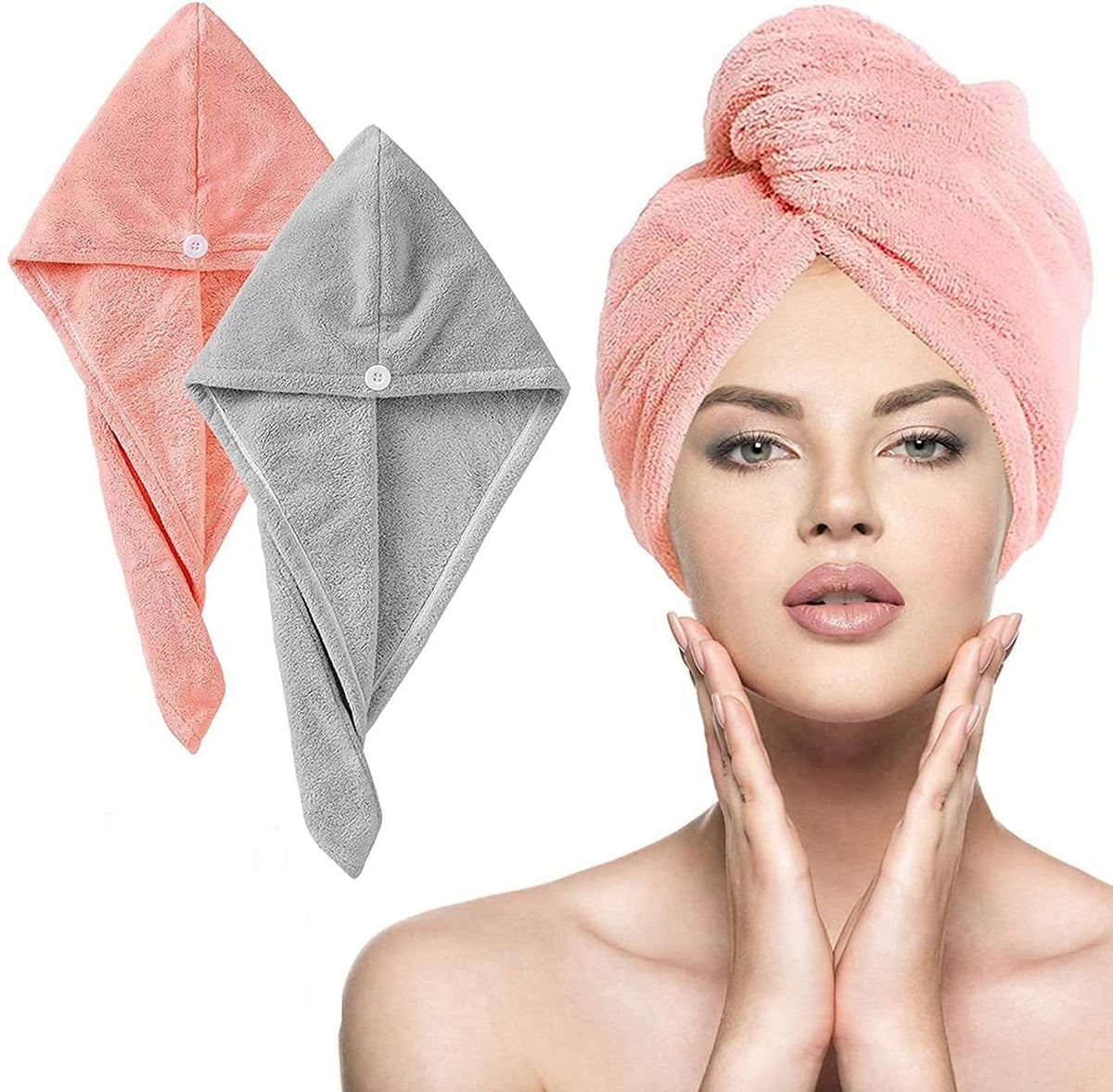 Glive (Label) Set Of 2 Quickdrying Microfiber Bath Towel Hair Towel Wrap Absorbent Towel Hairdrying Bathrobe Magic Hair Warp T