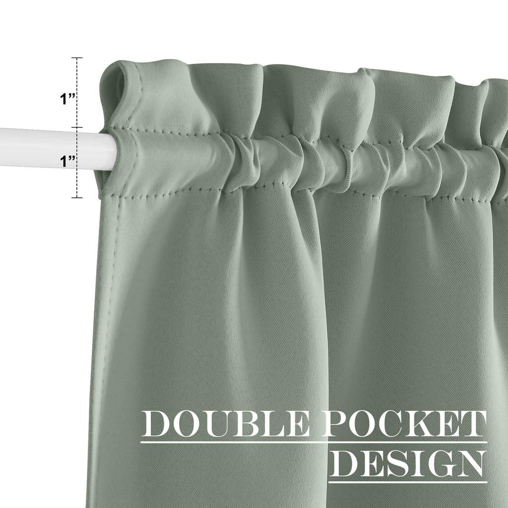 Nicetown Doorway Curtains For Kitchen Door Window, Thermal Insulated Privacy Protection Blackout Door Curtains For French Door Window Shade With Tieback, 1 Pc, 42' X 80', Greyish Green