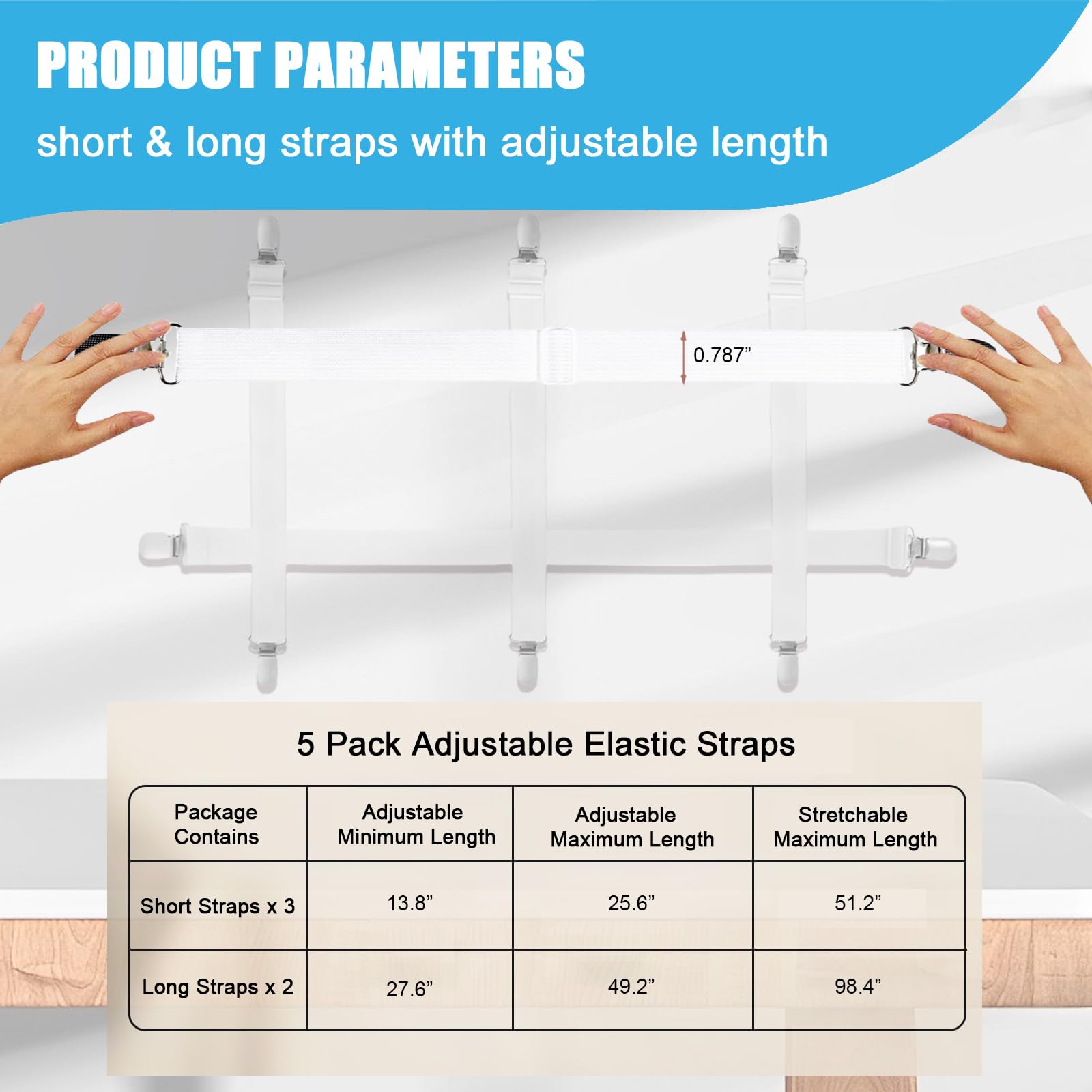 Table Cloth Holder Clips Hidden Strap 5 Pack, Adjustable Elasticity Picnic Tablecloth Clip Indoor Outdoor Large Clamp For Thick