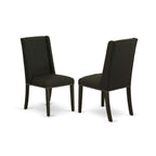East West Furniture V-Style 7 Piece Modern Set Consist Of A Rectangle Wooden Table With V-Legs And 6 Black Linen Fabric Parson Dining Chairs, 36X60 Inch, V626Fl624-7