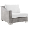 Modway Conway Outdoor Patio Wicker Rattan, Left-Arm Chair, Light Gray White